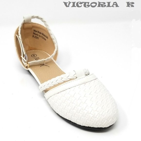 Victoria K Shoes - Women Braided Ballerina Flats, B-2281, White